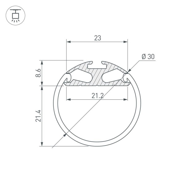Профиль ROUND-D30-2000 ANOD (Arlight, Алюминий)