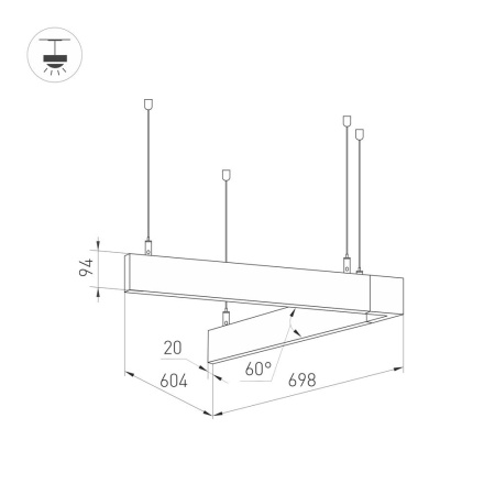Светильник ALT-LINEAIR-ANGLE-60-FLAT-UPDOWN-DIM-700x605-55W Warm3000 (BK, 100 deg, 230V) (Arlight, IP20 Металл, 3 года)