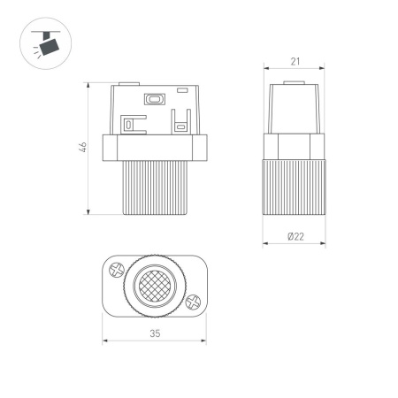 Светильник MAG-ORIENT-BABY-R22-2W Warm3000 (BK, 24 deg, 48V) (Arlight, IP20 Металл, 5 лет)
