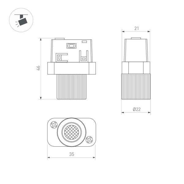 Светильник MAG-ORIENT-BABY-R22-2W Warm3000 (BK, 24 deg, 48V) (Arlight, IP20 Металл, 5 лет)