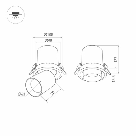 Светильник LTD-PULL-R100-10W Warm3000 (WH, 24 deg, 230V) (Arlight, IP20 Металл, 5 лет)