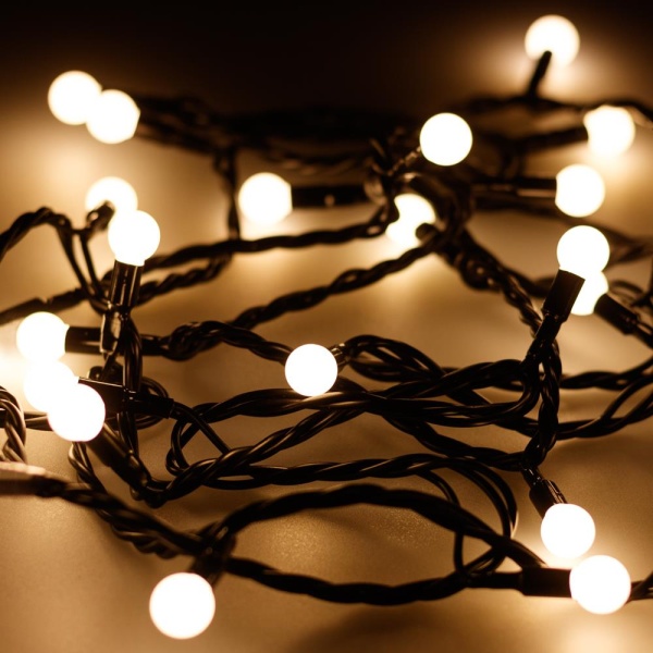 Светодиодная гирлянда ARD-BALL-CLASSIC-D13-20000-BLACK-200LED WARM (230V, 14W) (Ardecoled, IP65)