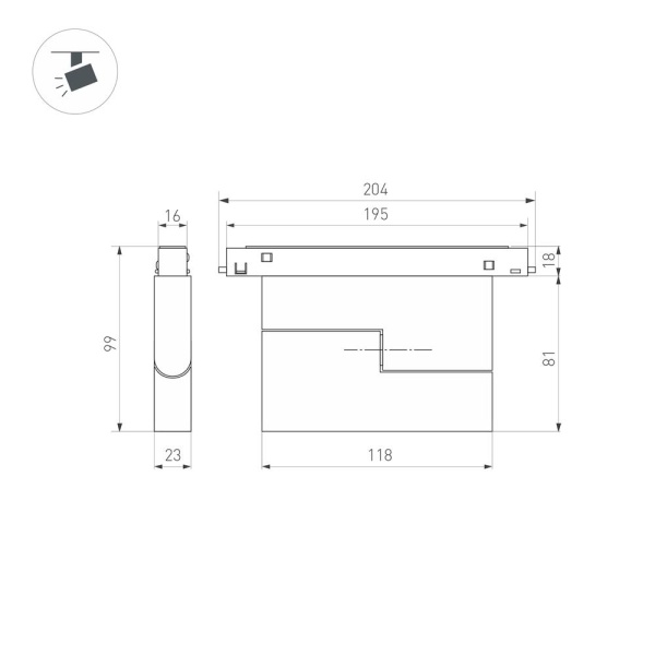 Светильник MAG-ORIENT-FLAT-FOLD-S195-6W Warm3000 (BK, 80 deg, 48V) (Arlight, IP20 Металл, 5 лет)