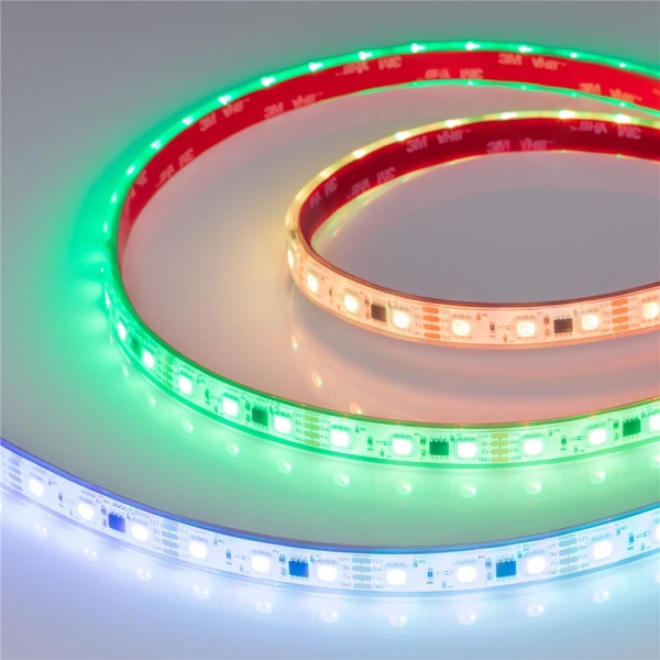 Светодиодная лента герметичная SPI-PFS-B60-12mm 12V RGB-PX3-BPT (12 W/m, IP68, 5060, 5m) (Arlight, бегущий огонь)