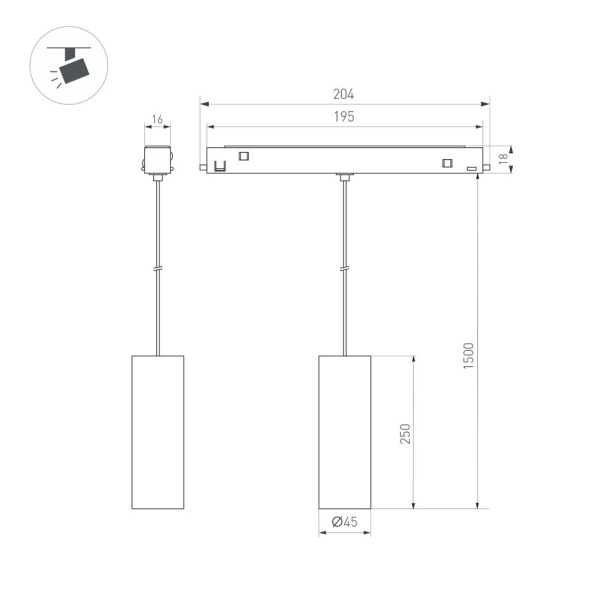Светильник MAG-ORIENT-SPOT-HANG-R45-12W Warm3000 (WH, 24 deg, 48V) (Arlight, IP20 Металл, 5 лет)