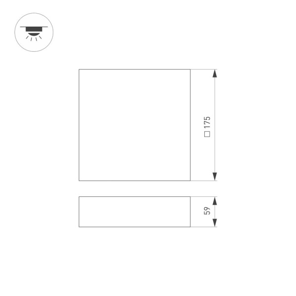 Светильник SP-QUADRO-S175x175-16W Warm3000 (WH, 120 deg, 230V) (Arlight, IP40 Металл, 3 года)