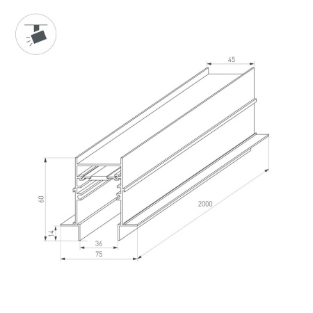 Трек встраиваемый MAG-TRACK-4560-FDW-2000 (BK) (Arlight, IP20 Металл, 3 года)