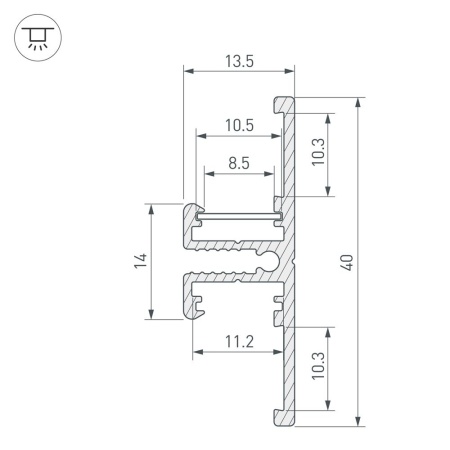 Профиль TOP-BACK-2000 ANOD (P10) (Arlight, Алюминий)