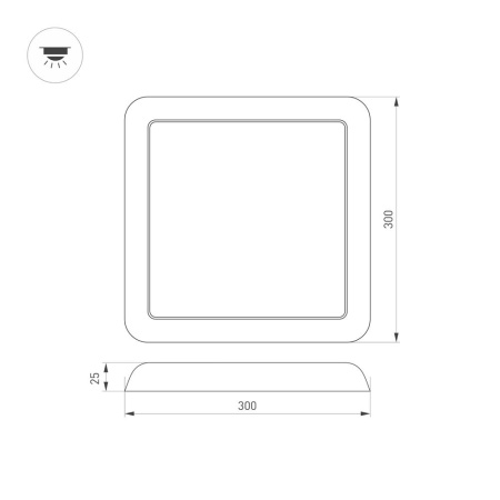Светильник CL-FIOKK-S300x300-25W Day4000-MIX (WH, 120 deg, 230V) (Arlight, IP44 Пластик, 3 года)