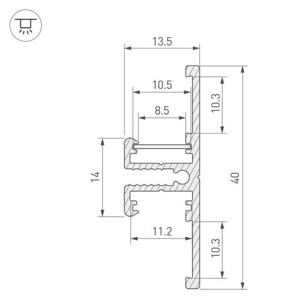 Профиль TOP-BACK-2000 ANOD (P10) (Arlight, Алюминий)