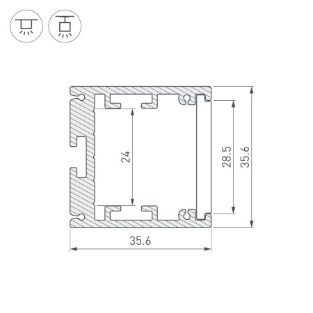 Профиль SL-ARC-3535-D1500-N90 WHITE (1180мм, дуга 1 из 4) (Arlight, Алюминий)