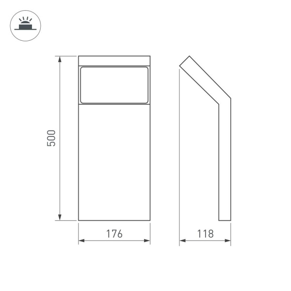Светильник LGD-ECRAN-BOLL-H500-9W Warm3000 (GR, 108 deg, 230V) (Arlight, IP65 Металл, 3 года)
