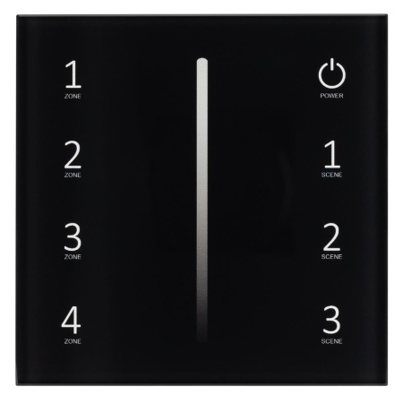 Панель Sens SMART-P17-DIM Black (230V, 4 зоны, 2.4G) (Arlight, IP20 Пластик, 5 лет)