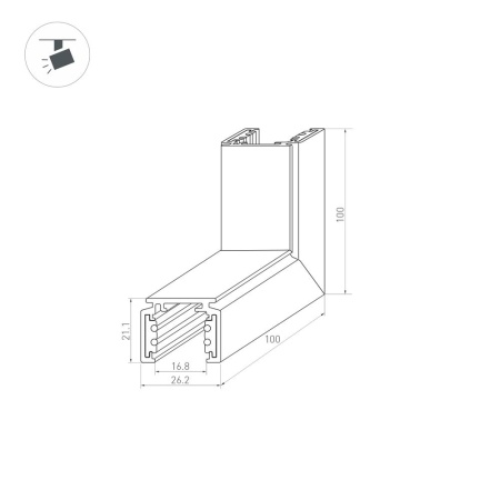 Коннектор угловой MAG-ORIENT-CON-2620-L90-EXT (WH, внешний) (Arlight, IP20 Металл, 3 года)