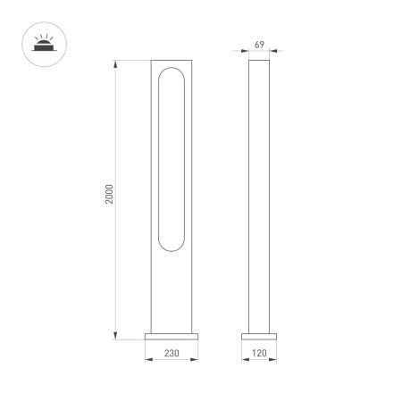 Светильник LGD-MUSE-BOLL-H2000-18W Warm3000 (DG, 328 deg, 230V) (Arlight, IP65 Металл, 3 года)