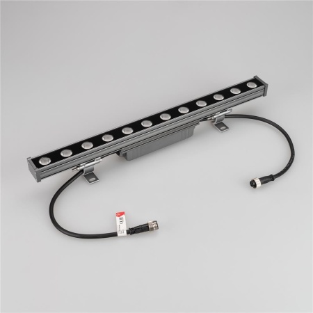 Линейный прожектор AR-LINE-500-12W Warm3000 (GR, 15x60 deg, 230V) (Arlight, IP65 Металл, 3 года)