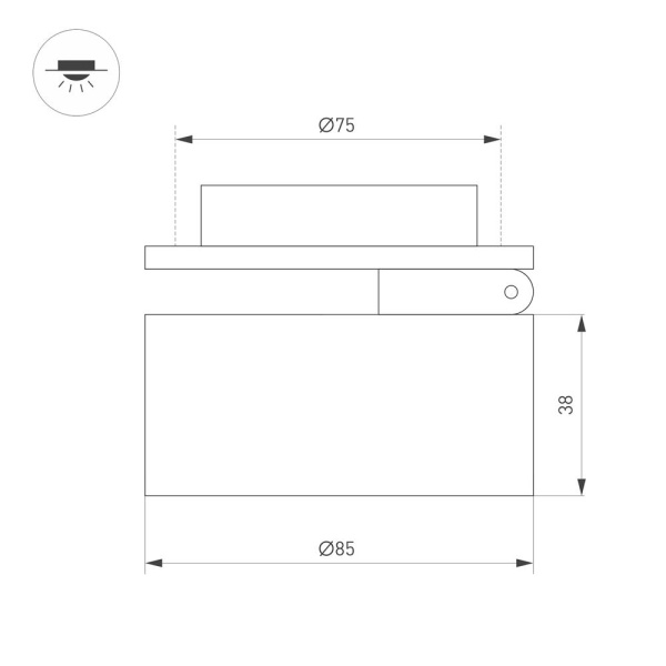 Светильник LGD-POT-BUILT-R85-12W Day4000 (BK, 100 deg, 230V) (Arlight, IP44 Металл, 5 лет)