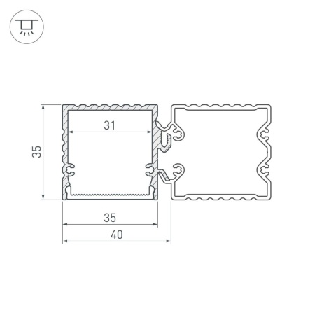 Профиль с экраном ALU-BASE-PW35S-2000 ANOD+FROST AG (Arlight, Металл)