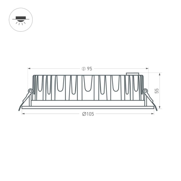 Светильник MS-MIST-BUILT-R105-9W Day4000 (WH, 110 deg, 230V) (Arlight, IP54 Металл, 5 лет)