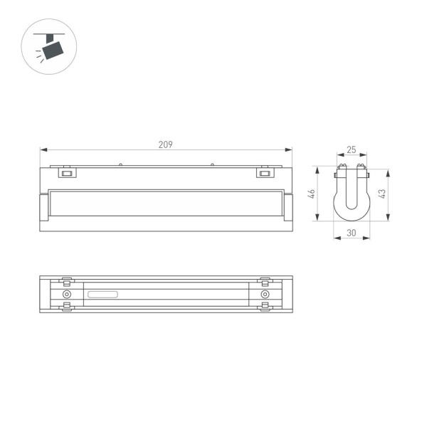 Светильник MAG-VIBE-LASER-TURN-L209-12W Warm3000 (WH, 24 deg, 48V) (Arlight, IP20 Металл, 5 лет)