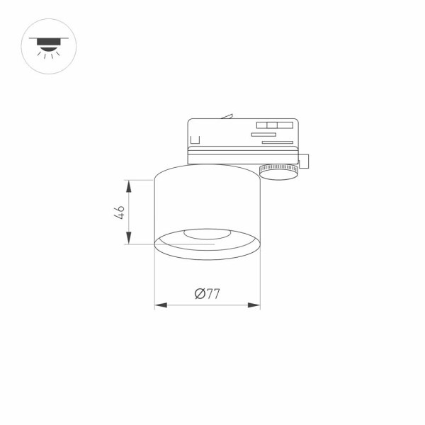 Корпус PLURIO-BASE-TRACK-4TR-R77 (BK, 1-2, 200mA) (Arlight, IP20 Металл, 3 года)