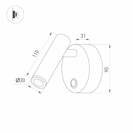 Светильник SP-BED-R90-3W Warm3000 (BK, 20 deg, 230V) (Arlight, IP20 Металл, 3 года)