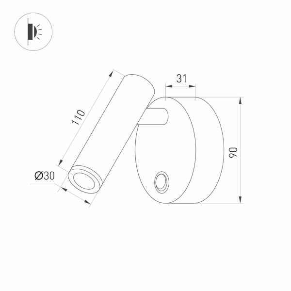 Светильник SP-BED-R90-3W Warm3000 (BK, 20 deg, 230V) (Arlight, IP20 Металл, 3 года)