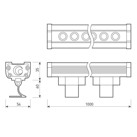 Линейный прожектор AR-LINE-1000-36W Warm (GR, 30 deg, 230V) (Arlight, IP65 Металл, 3 года)