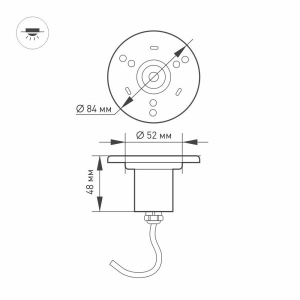 Светильник KT-AQUA-COLOR-R85-9W RGB (SL, 25 deg, 12V) (Arlight, IP68 Металл, 3 года)