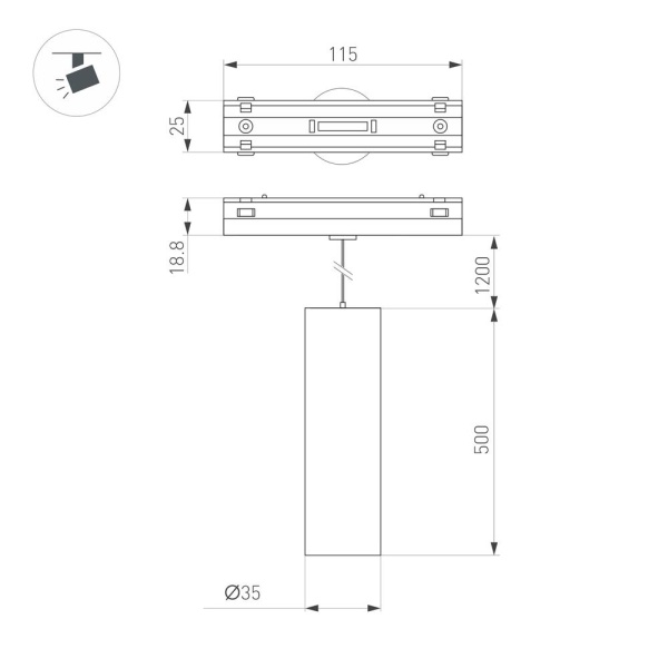 Светильник MAG-VIBE-SPOT-HANG-R35-10W Day4000 (WH, 24 deg, 48V) (Arlight, IP20 Металл, 5 лет)