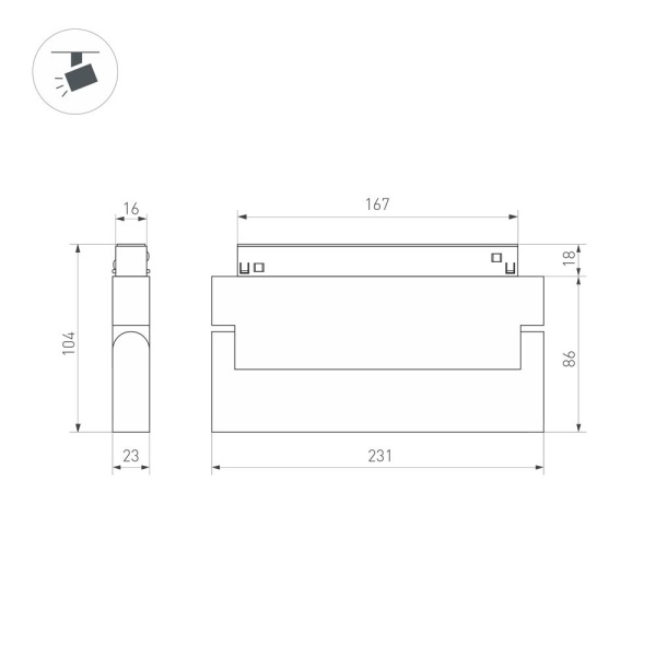 Светильник MAG-ORIENT-LASER-FOLD-S230-12W Warm3000 (WH, 30 deg, 48V) (Arlight, IP20 Металл, 3 года)