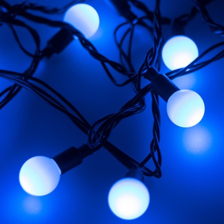 Светодиодная гирлянда ARD-BALL-CLASSIC-D23-10000-BLACK-80LED BLUE (230V, 3.5W) (Ardecoled, IP65)