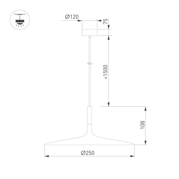 Светильник SP-FIORE-R250-8W Warm3000 (BK, 120 deg, 230V) (Arlight, IP20 Металл, 3 года)