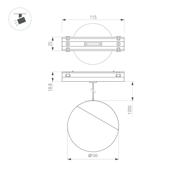 Светильник MAG-VIBE-EMISFERO-HANG-R100-6W Day4000-MIX (BK, 130 deg, 48V, TUYA) (Arlight, IP20 Металл, 5 лет)