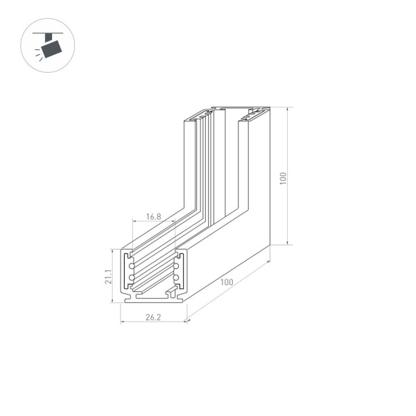 Коннектор угловой MAG-ORIENT-CON-2620-L90-INT (WH, внутренний) (Arlight, IP20 Металл, 3 года)