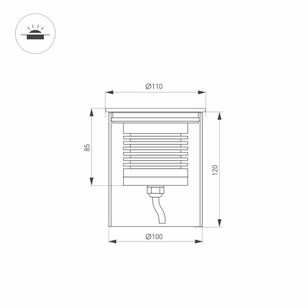 Светильник LTD-GROUND-R110-15W Warm3000 (SL, 20 deg, 230V) (Arlight, IP67 Металл, 3 года)