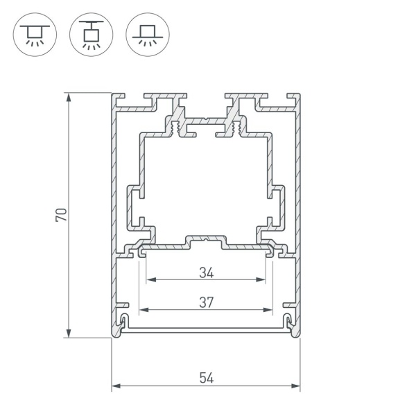 Профиль S2-LINE-5470-2500 SEAMLESS ANOD (Arlight, Алюминий)