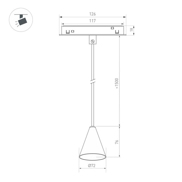 Светильник MAG-ORIENT-CONE-HANG-7W Warm3000 (BK, 40 deg, 48V) (Arlight, IP20 Металл, 3 года)