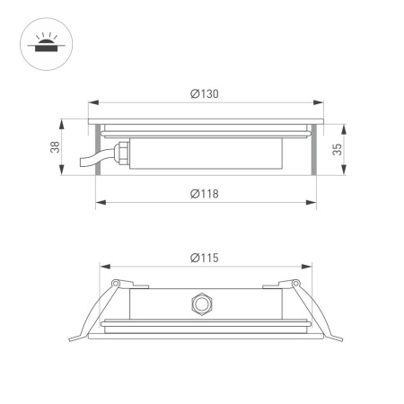 Светильник ART-GROUND-SLIM-R130-9W Warm3000 (SL, 30 deg, 24V) (Arlight, IP67 Металл, 3 года)