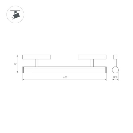 Светильник MAG-ORIENT-TUBE-CORNER-L600-20W Warm3000 (BK, 180 deg, 48V) (Arlight, IP20 Металл, 5 лет)