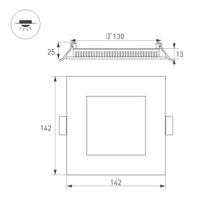 Светильник DL-142x142M-13W Day White (Arlight, IP40 Металл, 3 года)