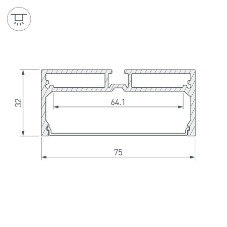 Профиль с экраном SL-LINE-7532-2000 ANOD (Arlight, Алюминий)
