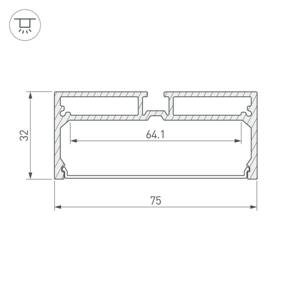 Профиль с экраном SL-LINE-7532-2000 ANOD (Arlight, Алюминий)