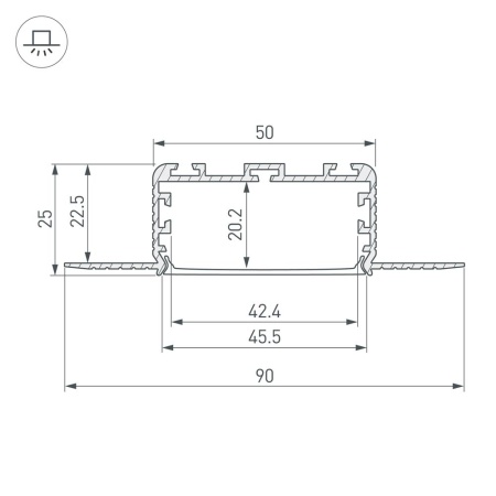Профиль KLUS-POWER-W50H25-F-HIDE-2000 (Arlight, Алюминий)