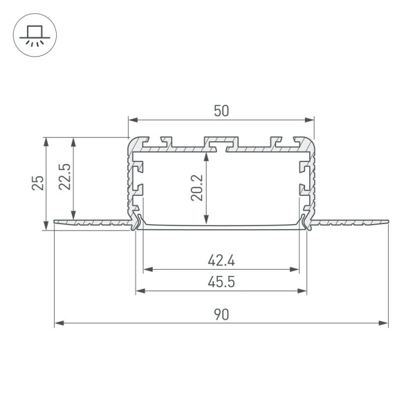 Профиль KLUS-POWER-W50H25-F-HIDE-2000 (Arlight, Алюминий)