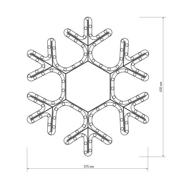 Фигура ARD-SNOWFLAKE-M7-450x375-108LED Warm (230V, 6.5W) (Ardecoled, IP65)