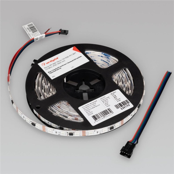 Светодиодная лента SPI-B60-10mm 12V RGB-PX3-BPT (12 W/m, IP20, 5060, 5m) (Arlight, бегущий огонь)