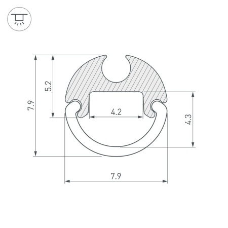Профиль ARH-ROUND-D8-2000 ANOD (Arlight, Алюминий)