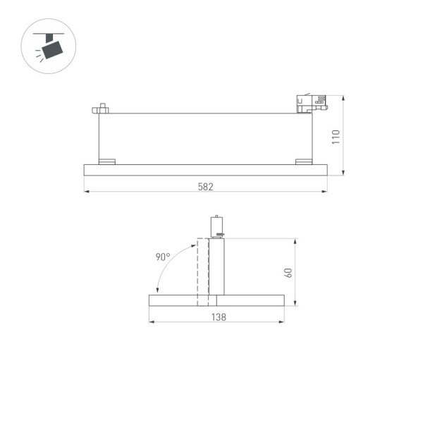 Светильник LGD-MARS-4TR-S582x138-50W Day4000 (WH, 60-130 deg, 230V) (Arlight, IP20 Металл, 5 лет)
