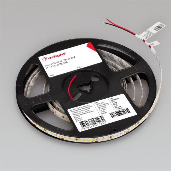 Светодиодная лента UL-A168-10mm 24V Warm2700 (17 W/m, IP20, 5m) (Arlight, 7 лет)